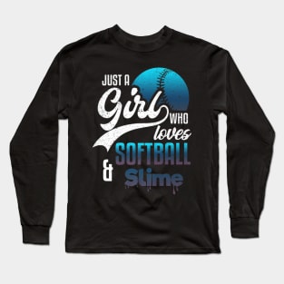 Girl Softball Slime Love Sport And Baseball Player Long Sleeve T-Shirt